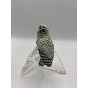 Franklin Mint TFM Snowy Owl Figurine Clear Acrylic Glass Base Bird Collectible